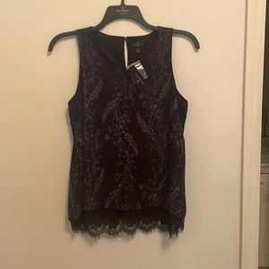 Ladies Black Floral Sleeveless Blouse.